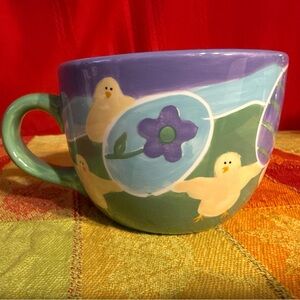 Brushes Hand painted Jumbo Mug featuring chicks and Easter eggs